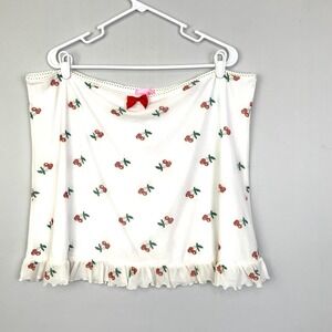 NWT Sugar Thrillz Sz 3X White Sheer Mesh Cherry Mini Skirt Ruffle Hem Dolls Kill